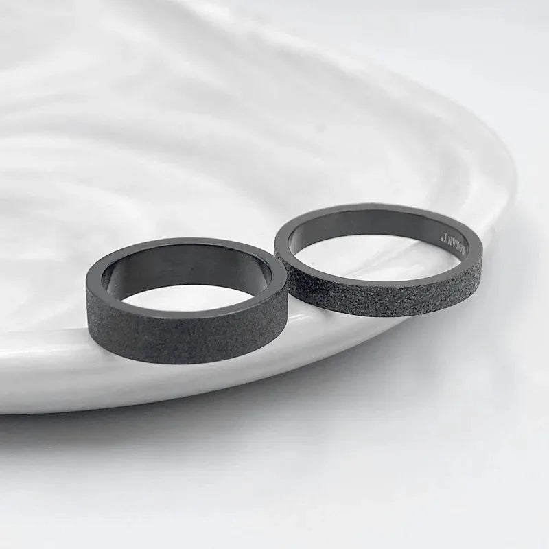 3mm 5mm Woman Men's Couple Black Titanium Ring Matte Finished Finger Ring Jewelry for Male Wedding Bands Gift
