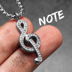 Music Symbol Gemstone Pendant — Stainless Steel