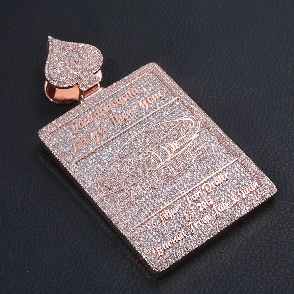 Rose Gold Iced Out Rectangle Pendant