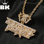 THE BLING KING Icy Street Money Pendant With Dollar Bag Guns Hook Mens Necklace 18K Gold Plated Iced Out 5A CZ Hip Hop Jewelry