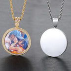 Iced Out Photo Pendant Necklace Stainless Steel