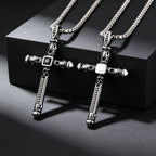Gothic Skull Cross Necklace for Men, Stainless Steel Black Zircon Collar Necklace, Vintage Creative Hip Hop Jewelry