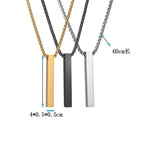 High Quality Stainless Steel Square Pendant Necklace for Men Women Blank Bar Couple Necklace Birthday Christmas Jewelry Gift