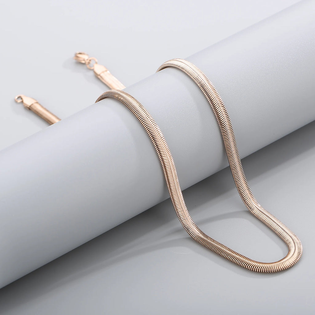 Four-color 6/8mm Chunky Braided Snake Chain Trend Stainless Steel Men Ladies Choker Flat Link Fashion Accessories