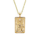 Double Sided Original Tarot Cards Necklace Tarot Moon Cigano Divination Zircon Necklace Wheel of Fortune Star Death