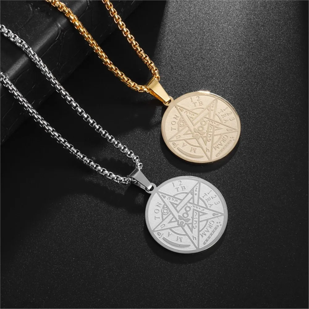 Gold Vintage Pentagram Pendant Necklace Box Chain