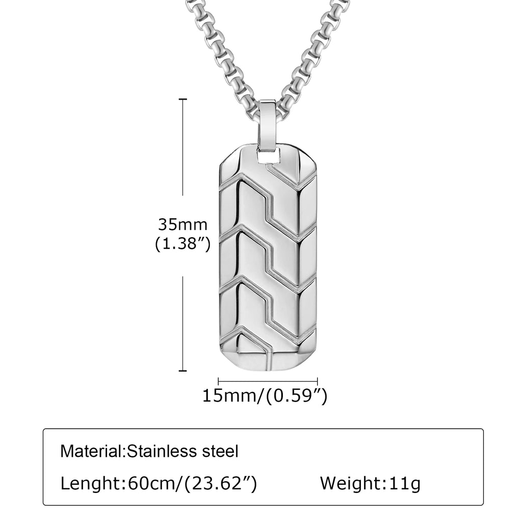 Tire Shape Geometric Pendant Necklace — Stainless Steel