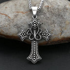 Vintage Stainless Steel Snake Necklaces For Men Women Gothic Hip Hop Cross Pendant Fashion Personality Biker Jewelry