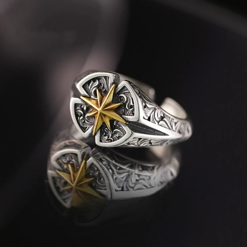 New Polaris Vintage Retro Star Ring for Men Adjustable Minimalist Tail Knuckle Hipster Jewelry Gift Idea Jewelry