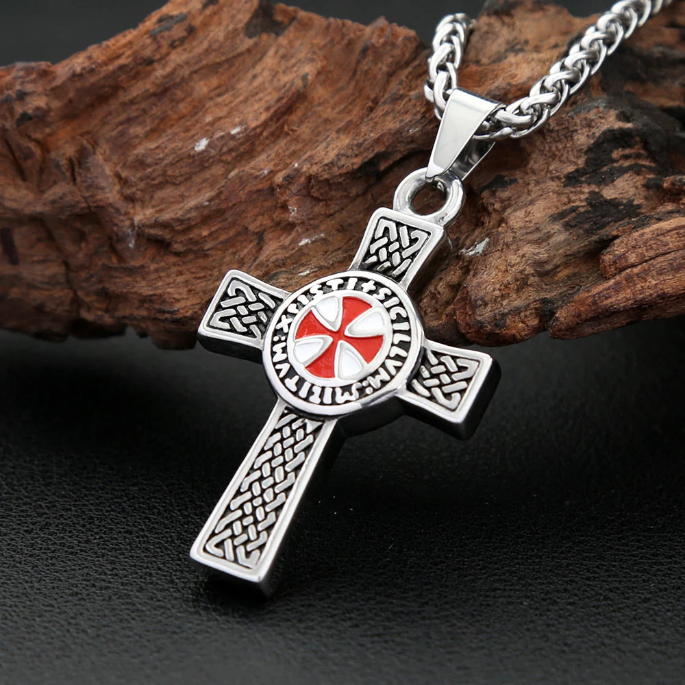 Cross Shield Pendant — Stainless Steel