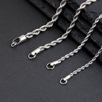 304 Stainless Steel Twist Rope Chain Necklace for Men Women PVD Silver Plated 2mm/2.5mm/3mm/4mm/5mm Width Accessories