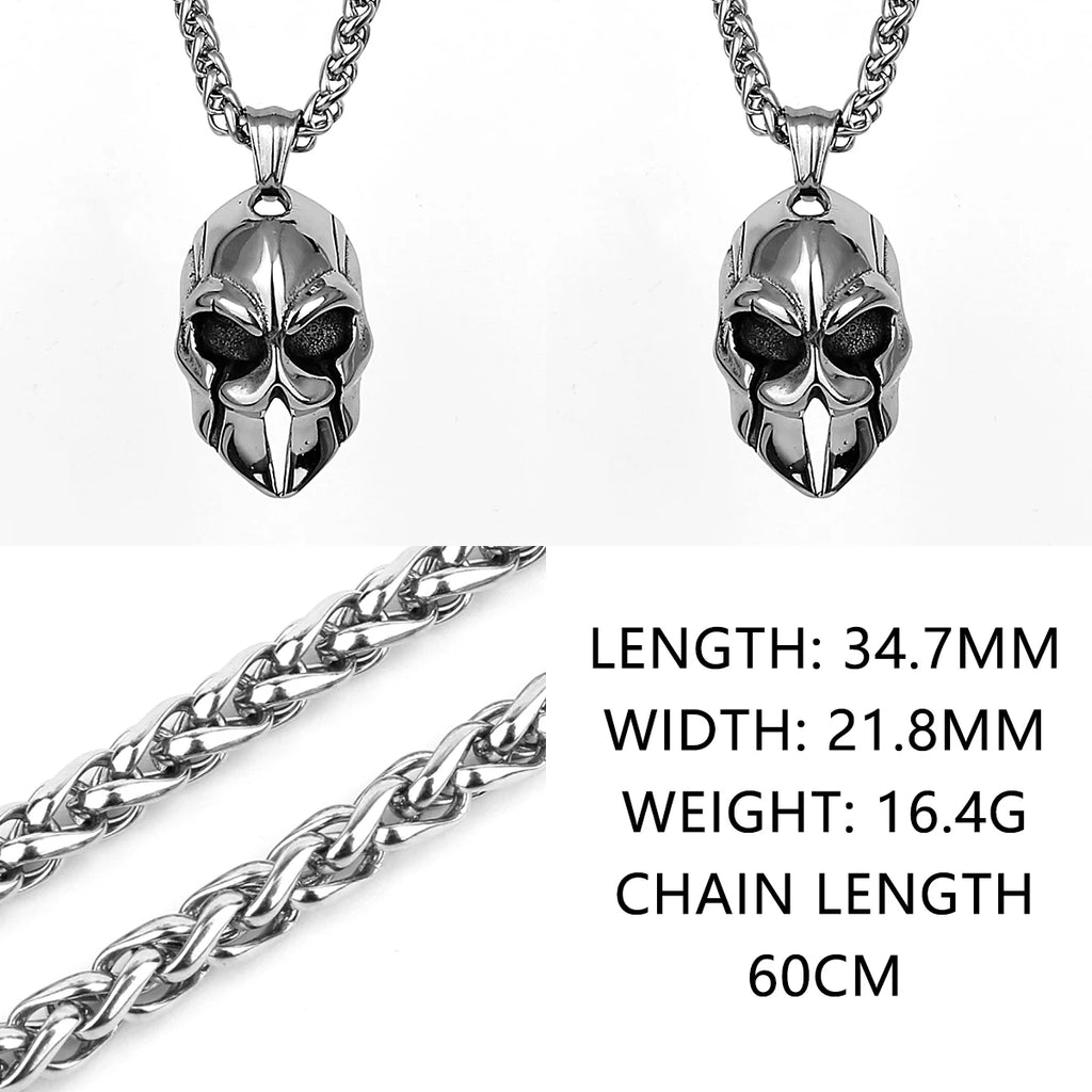 Stainless Steel Spartan Mask Men's Necklace Knight Helmet Mask Amulet Hip Hop Handmade Pendant Jewelry Creative Wholesale