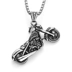Skull Biker Pendant Necklace Stainless Steel Vintage