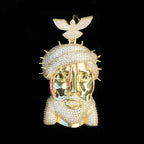 Hip Hop 5A+ CZ Stone Paved Bling Ice Out Pigeon Jesus Piece Pendants Necklaces for Men Rapper Jewelry Rose Gold Silver Color