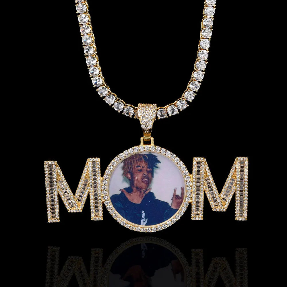 Iced Out Photo Pendant Necklace Memory