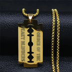 Blade Gold Long Pendant Necklace — Stainless Steel