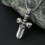 Skull Sword Steel Pendant Punk 316L Rider