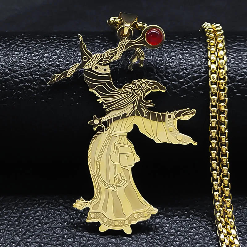 Viking Dragon Stainless Steel Pendant Necklace