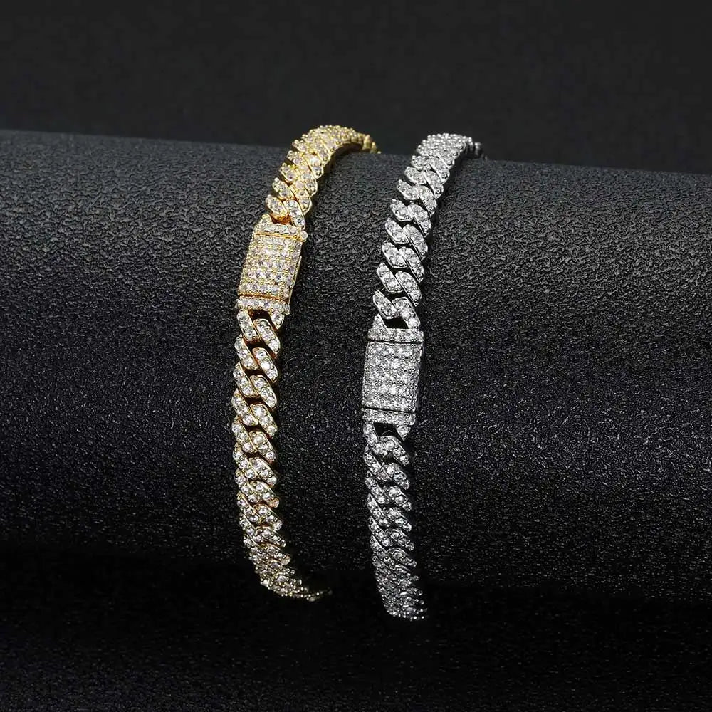 Gold Cuban Bracelet Iced Out 6MM Real Gold