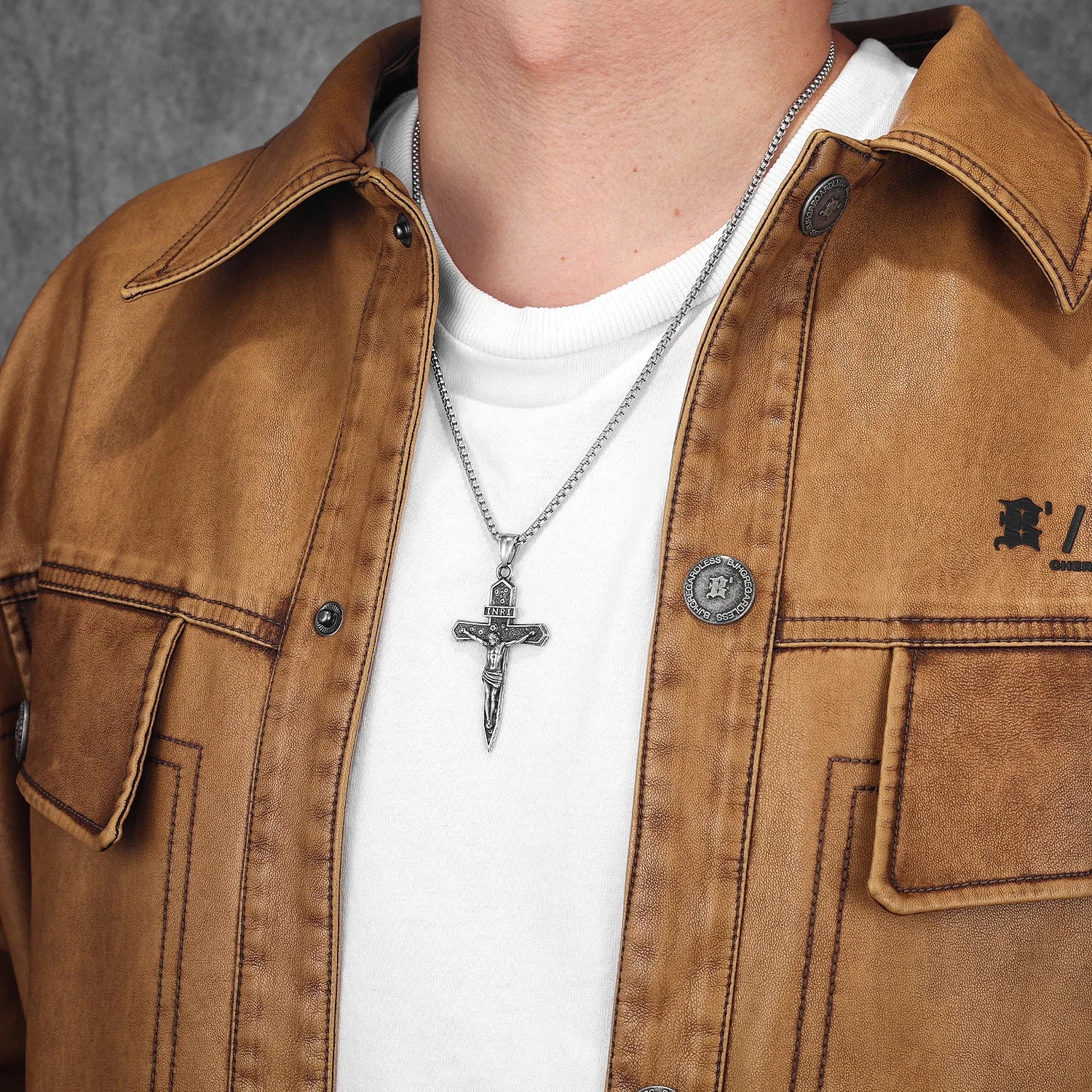 Cross INRI Jesus Pendant Necklace Stainless Steel