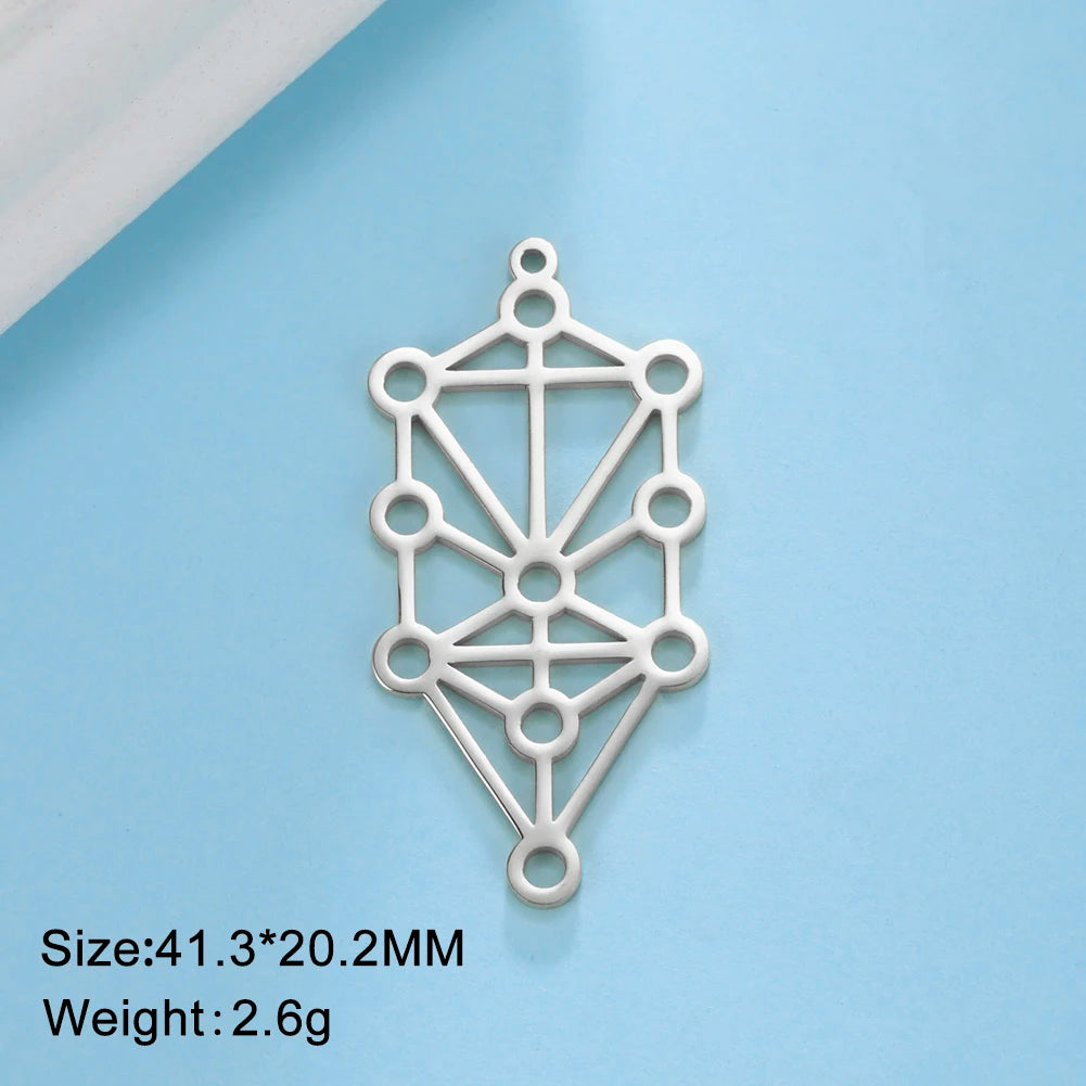 Dawapara Mystic Kabbalah Tree of Life Spiritual Amulet Pendant Stainless Steel DIY Charms for Jewelry Making Hanukkah Gifts