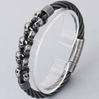 Gothic Men's Skull Bracelet for Man Steampunk 6MM Width Braided Stainless Steel Wire Chain Jewelry