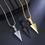 Cuban Chain Arrow Pendant Necklace for Men Stainless Steel Long Chains Hip Hop Punk Spearhead Charm Man's Neck Jewelry Accessory
