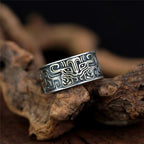 Retro Taotie Chinese Mythology Adjustable Open Ring For Men Punk Gothic Edgy Copper Jewelry Unisex Accessories Gift