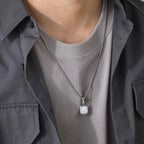 Shell Stone Box Chain Pendant — Stainless