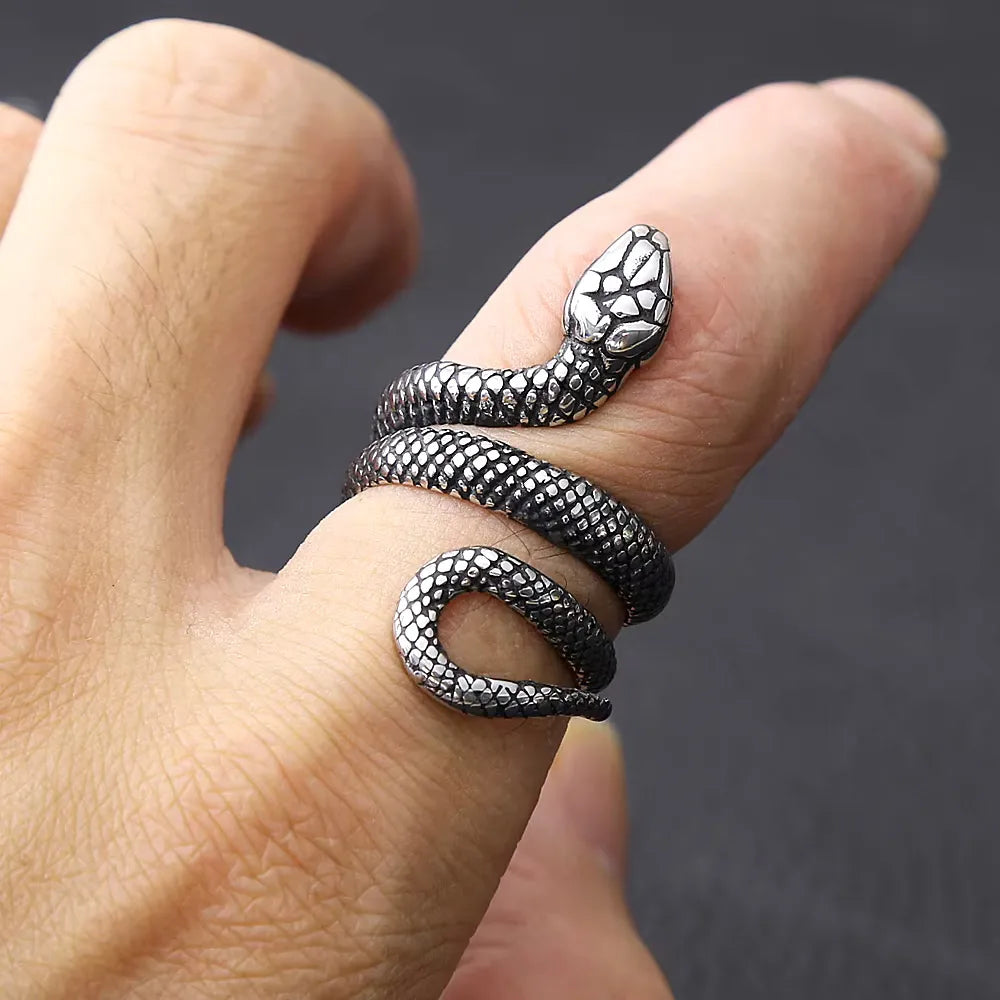 Vintage Coiled Snake Wrap Ring — Stainless Steel