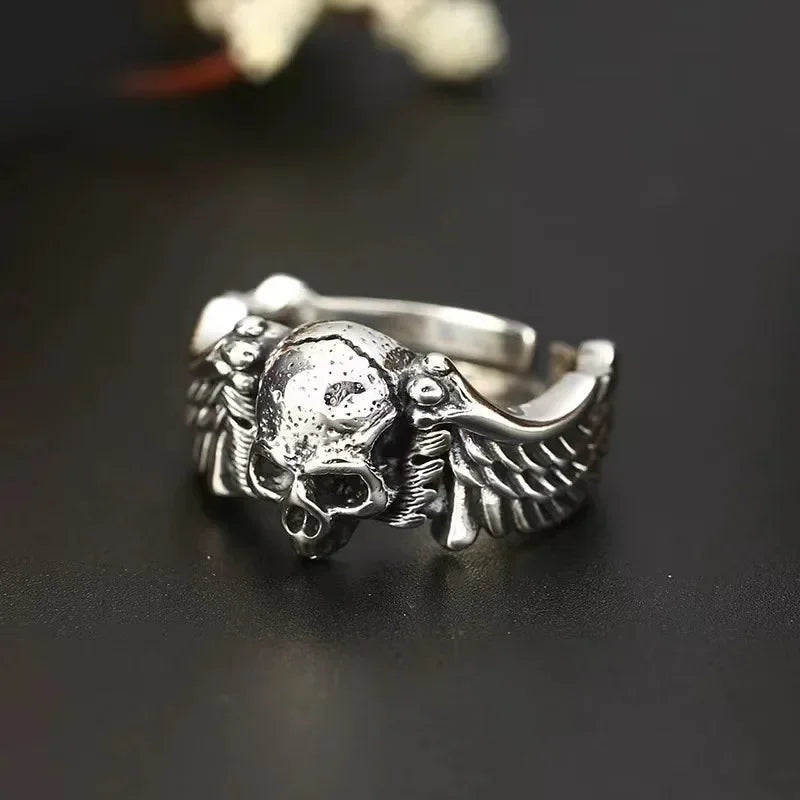 Devil Angel Wings Skull Ring — Gothic