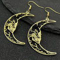 Gothic Skull Steel Earrings Crescent Moon Skeleton