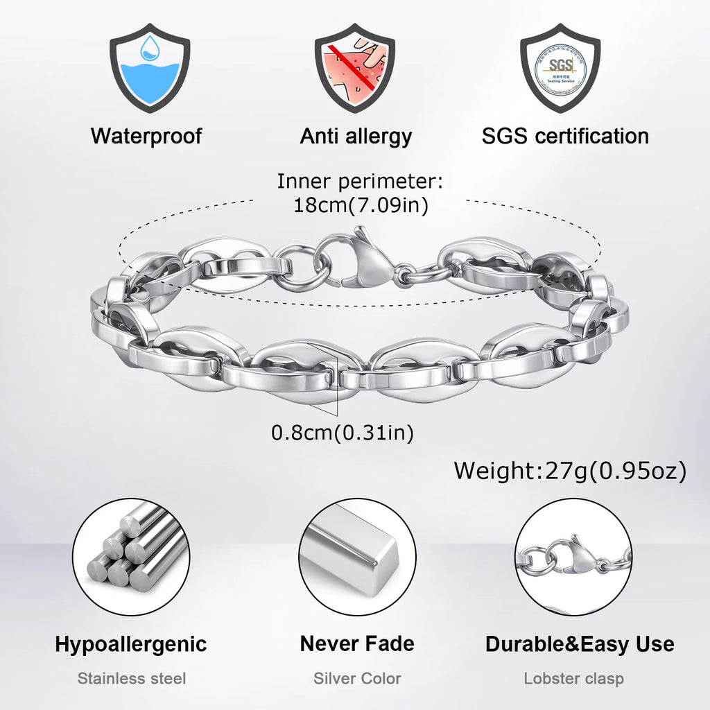 Link Chain Wristband Bracelet for Men — Stainless Steel