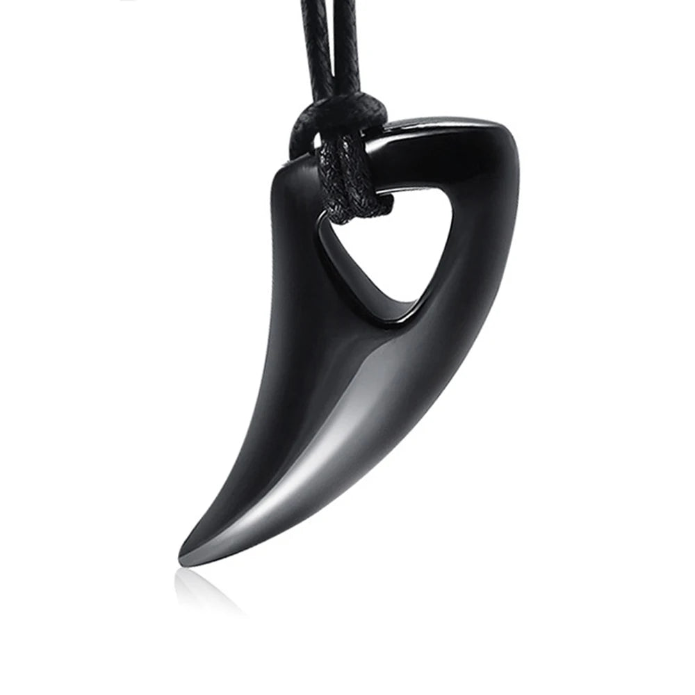 Wolf Tooth Rope Pendant — Stainless Steel