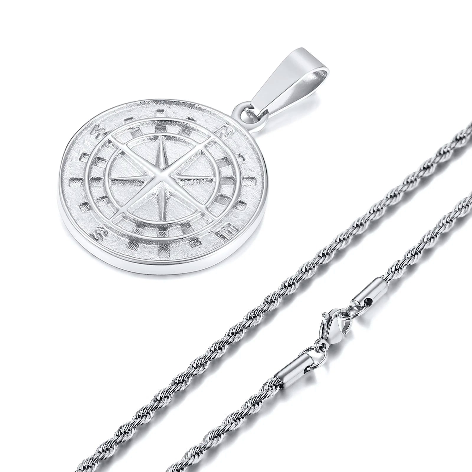 Compass Anchor Medal Pendant — Gold
