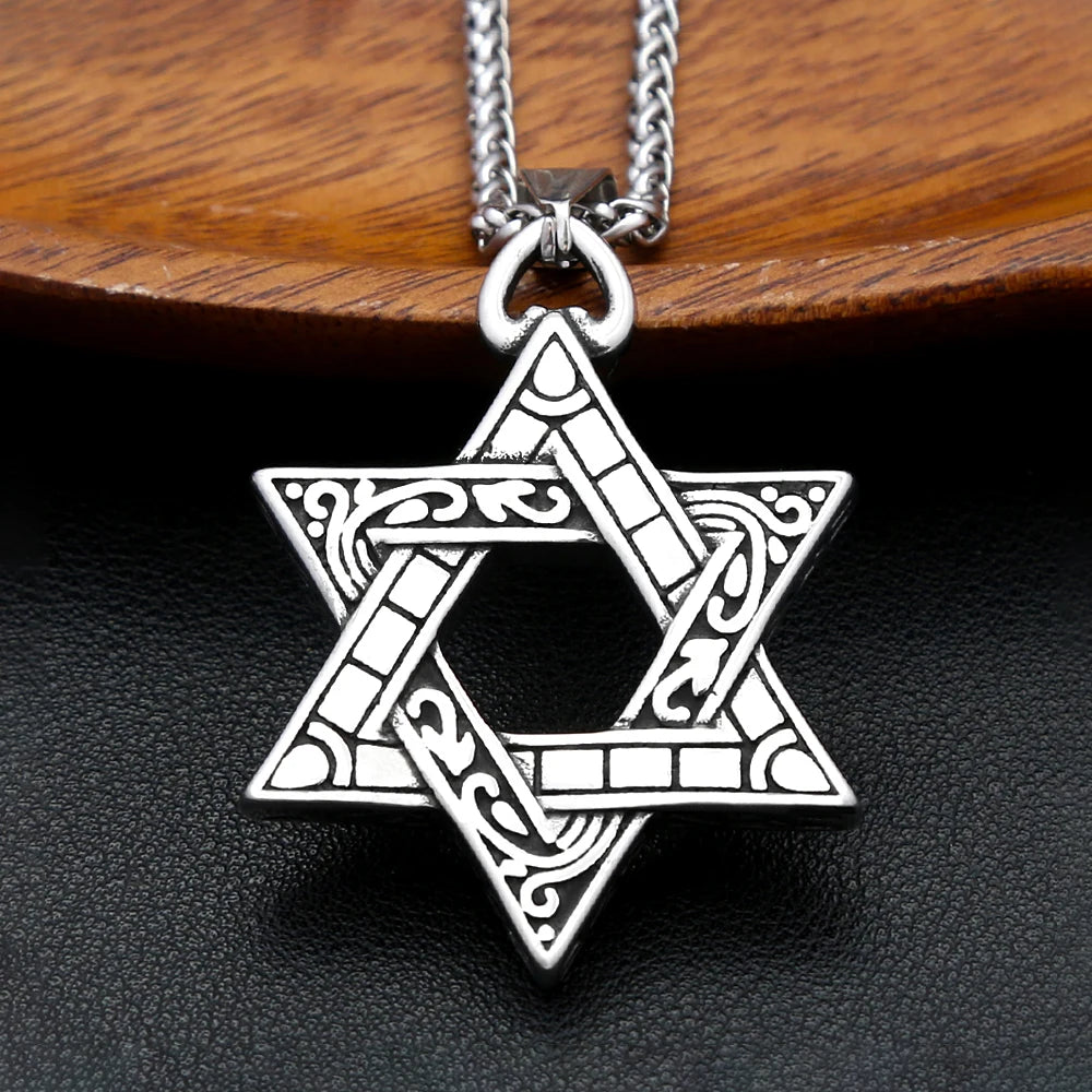 Star Steel Pendant Vintage David Punk Hexagonal
