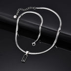 Stylish Black Square Stone Necklaces for Men Women,Waterproof Stainless Steel Flat Cuban Chain Collars,Hip Hop Jewelry Gifts