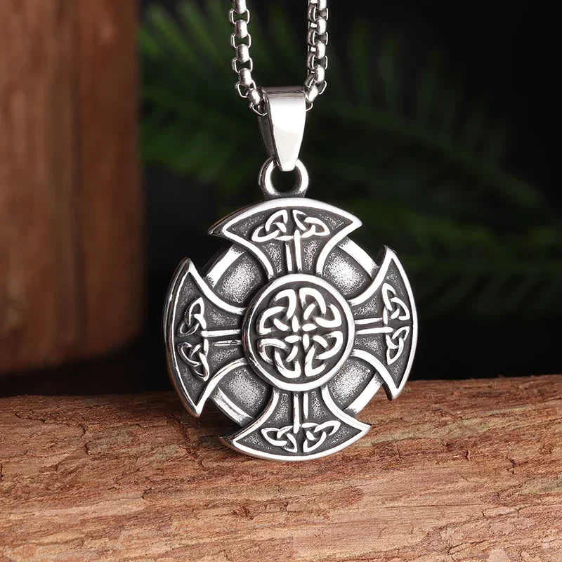 Witch Knot Necklace Celtic Knot Pendant Stainless Steel Amulet Triskelion Ankh Cross Pentagon Jewelry Birthday Gift for Women