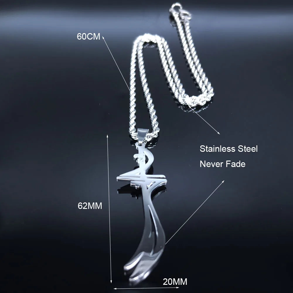 Arabic Sword Saudi Necklaces Stainless Steel Islamic Muslim Zulfiqar Imam Ali Swords for Men Islam Accessories Gift  Jewelry
