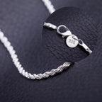 Silver-Tone Rope Chain Necklace Bracelet Set, 4mm