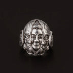 God or Devil Gothic Open Ring — Retro Biker Statement Band