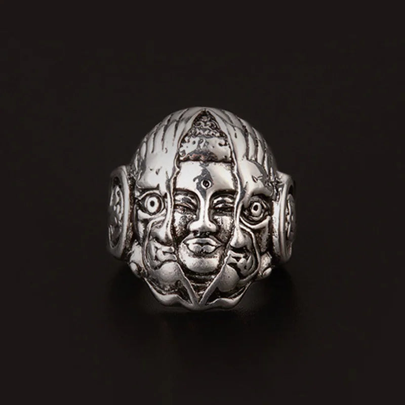 God or Devil Gothic Open Ring — Retro Biker Statement Band