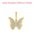 Cross Pendant Necklace Iced Out Butterfly CZ