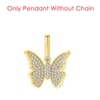 Cross Pendant Necklace Iced Out Butterfly CZ
