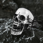 High Polish Gothic Vampire Skull Rings For Men Heavy Skull Stainless Steel Biker Ring Punk Motorcyclist Jewelry Gift