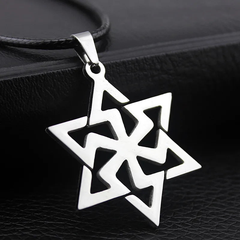 Star of David Beaded Chain Necklace — Stainless Steel