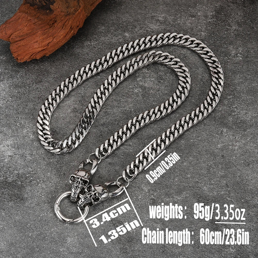 Cuban Chain Skull Necklace — Stainless Steel