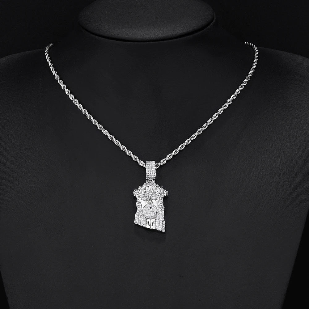 Jesus Face Thorn Crown Pendant Necklace — Iced Out