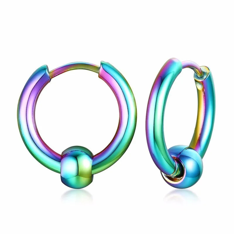 Huggie Hoop Earrings Assorted Colors — Stainless Steel