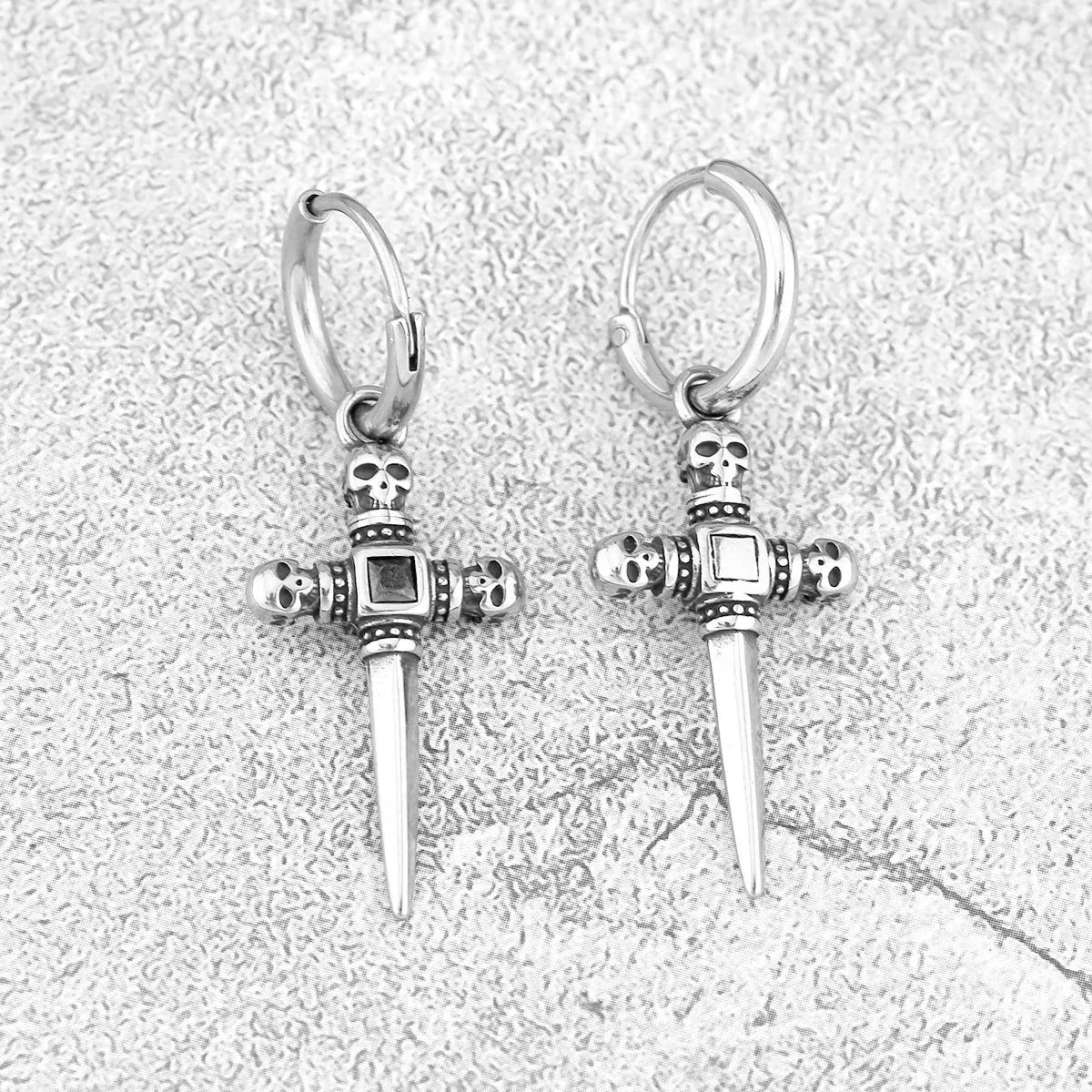 High Quality Stainless Steel Jesus Religious Belief Viking Earrings Nordic Men's Amulet Jewelry Studs Punk Party